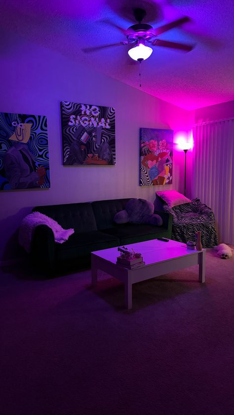 Home inspo, aesthetic home, chill apartment vibes, home decor ideas, apartment decorating, college apartment, cozy home, home ideas Cozy Chill Living Room, Vibey Game Room, Trippy Living Room Ideas Apartment, Chill Living Room Aesthetic, Vibey Apartment Aesthetic, Young Adult Apartment Decor, Trippy Living Room, Trippy Living Room Ideas, Chill Room Ideas Bedrooms