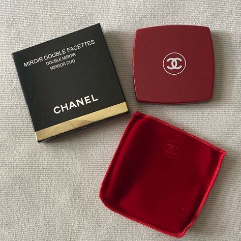 Brand New Red Double Duo Compact Chanel Mirror With Red Dust Bag And Box. Mirrors Still Have The Clear Cover On Them. The Red Is Harder To Find If You Can Find It. Sold As Is And All Sales Are Final. I Am Not Affiliated With The Brand. Chanel Pocket Mirror, What’s On My Makeup Bag, Chanel Mirror Compact, Compact Mirror Chanel, Compact Mirror Aesthetic, Chanel Compact Mirror, Chanel Mirror, Chanel Items, Makeup Branding