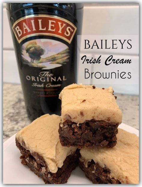 Baileys Irish Cream Brownies - The House on Silverado Baileys Irish Cream Brownies, Irish Cream Brownies, Baileys Irish Cream Frosting, Bailey Brownies, Baileys Irish Cream Recipes, Irish Cream Frosting, Irish Cream Recipe, Baileys Recipes, Boozy Desserts