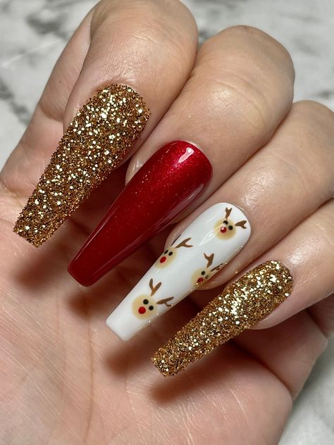 XMAS GIFTS | Press on nails | Christmas nails | Xmas nails | Winter Nails 2023 Trends Nail Art Simple, Unghie Nail Art, Christmas Gel, December Nails, Long Press On Nails, Winter Nails Acrylic, Christmas Nails Easy, Christmas Gel Nails, Cute Christmas Nails