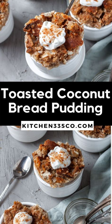 This bread pudding has a creamy base with a crunchy top and is flavored with toasted coconut Coconut Bread Pudding Recipe, Coconut Bread Pudding, Pecan Bread Pudding, Trifle Pudding, Coconut Bread, Coconut Custard, Coconut Pecan, Bread Pudding Recipe, Bread Ingredients