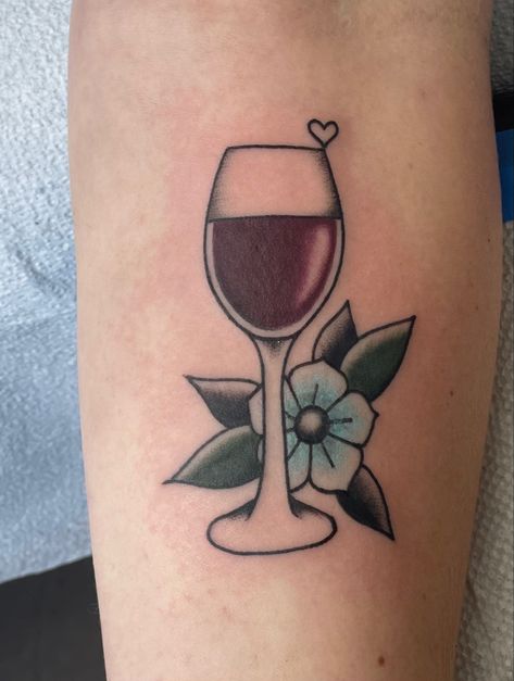 By Paul at Anonymous Tattoo in Savannah GA Anonymous Tattoo, Wine Glass Tattoo, Wine Tattoo, Glass Tattoo, Savannah Ga, Flower Tattoos, Savannah, Triangle Tattoo, Red Wine