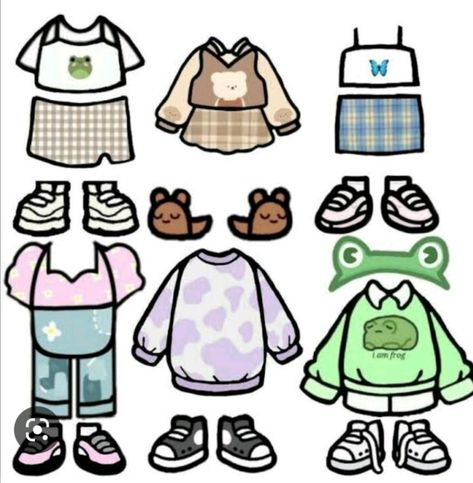 Toca Boca Outfit Ideas, Outfit Design Ideas, Paper Doll Clothes, Free Printable Paper Dolls, Ideas De Outfits, Paper Clothes, Paper Dolls Clothing, Paper Duck, Paper Dolls Diy