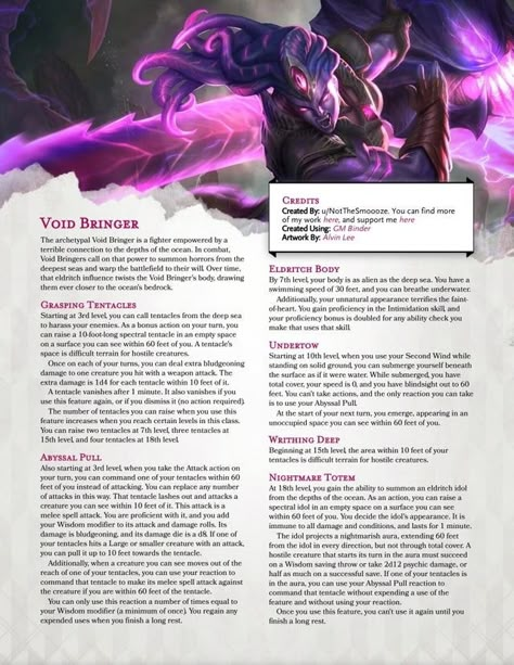 Void Magic Powers, Martial Archetype, Void Magic, D D 5e Homebrew, Dnd Fighter, Dnd Subclasses, Homebrew Classes, Dungeons And Dragons Rules, Dungeons And Dragons Races