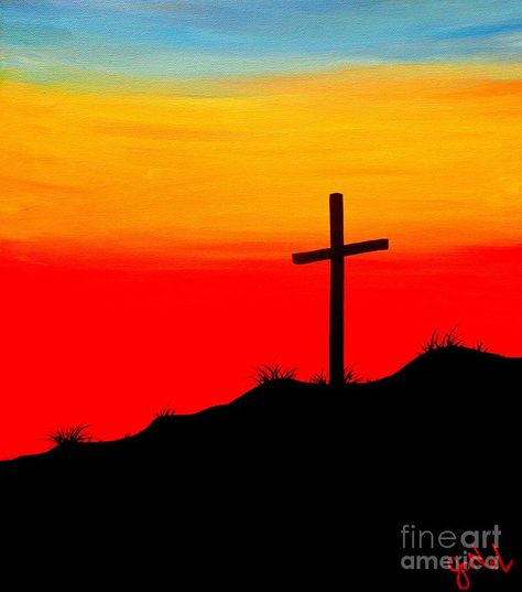 sunset cross Cross Sunset Painting, Sunset With Cross Painting, Painting Ideas On Canvas God, Cross Painting Ideas On Canvas, Western Painting Canvas, Cross Canvas Paintings, Cross Art Painting, Resurrection Crafts, Drawing Easy Step By Step