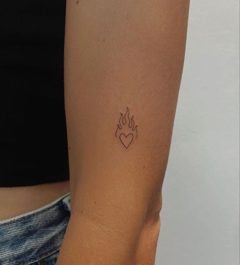 Flame Heart Tattoo, Emoji Tattoo, Flame Heart, Bookish Tattoos, Ankle Tattoos, Floral Tattoos, Flame Tattoos, Gemini Tattoo, Petite Tattoos