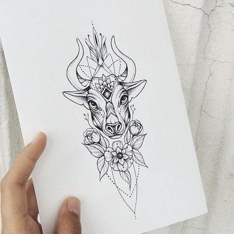 Ox Tattoo For Women, Taurus Tattoo Thigh, Taurus Sleeve Tattoos For Women, Cool Taurus Tattoos, Cute Bull Tattoo, Aries And Taurus Tattoo, Taurus Woman Tattoo, Taurus Tattoo Ideas For Women, Taurus Back Tattoo