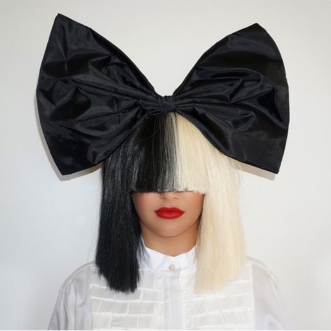 Sia Wig, Sia Costume, White Wig, Blonde Wig, Cosplay Wig, Black Bow, Synthetic Hair, Split, Wigs