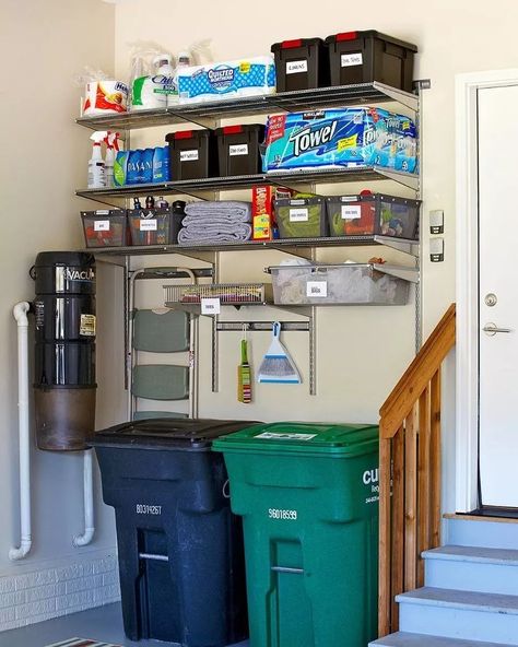 Shelves Organization, Organization Laundry, Laundry Shelves, Diy Organizer, Diy Rangement, Garage Storage Solutions, Garage Organization Diy, Pantry Makeover, Garage Organize