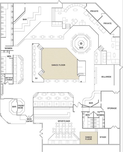 Club Bar Design, Club Design Interior, Sport Bar Design, Restaurant Floor Plan, Bar Design Ideas, Restaurant Layout, Restaurant Plan, Bar Flooring, Restaurant Flooring