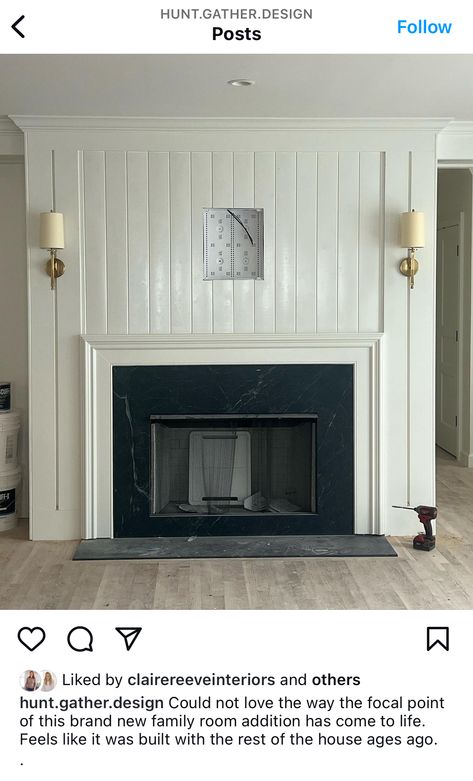 Tongue And Groove Fireplace, Cottage Build, Tounge And Groove, Wooden Mantle, V Groove, Fireplace Surround, Log Burner, Spring Hill, Tongue And Groove