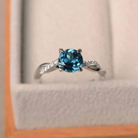 Blue Promise Ring, Blue Topaz Rings, Topaz Rings, Rings Promise, Blue Gemstone Rings, Green Amethyst Ring, Gold Diamond Wedding Band, London Blue Topaz Ring, Morganite Engagement Ring