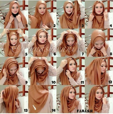 I'm not a fan of layers but I can modify it to my taste How To Put A Hijab On, Beginner Hijab Styles, Cotton Hijab Tutorial, Layered Hijab Tutorial, Layered Hijab, Hijab Wearing Styles Step By Step, Square Hijab Tutorial, Wedding Hijab Styles, Bridal Hijab Styles