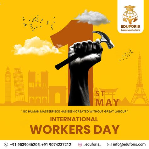 On the occasion of International Worker's Day, let's appreciate and respect the workers of every field, who determine the prosperity of the nation. Happy International Workers’ Day. . . . #InternationalWorkersDay #InternationalWorkersDay2023 #LabourDay #LabourDay2023 #InternationalLabourDay #Eduforis International Workers Day Creative Ads, Workers Day Creative Ads, Happy Workers Day, Chemistry Poster, Chemistry Posters, Indian Food Photography, International Workers Day, Flyers Design, Workers Day