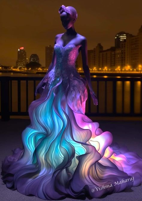 Koi Fish Inspired Dress, Andriod 21, Vishma Maharaj, Fantasy Couture, Drag Inspiration, Unique Dress Design, Ocean Dress, Doctor Dress, Digital Dress