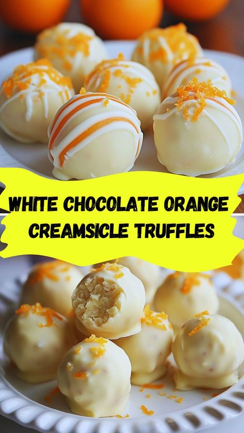 These truffles are a dreamy combination of creamy white chocolate and zesty orange flavors, inspired by the classic creamsicle treat! Perfect for holidays, gifting, or indulging, these bite-sized delights are easy to make and irresistibly delicious. With their velvety ganache center and smooth chocolate coating, they’re as elegant as they are flavorful. Save this recipe to wow your friends and family with a citrusy twist on classic truffles! 🍫🍊 #EasyDessert #TruffleRecipe #CreamsicleVibes Orange Creamsicle Truffles, Creamsicle Truffles, Homemade Truffles, Candy Recipes Homemade, Chocolate Shells, Truffle Recipe, Orange Creamsicle, Cake Balls, Chocolate Coating