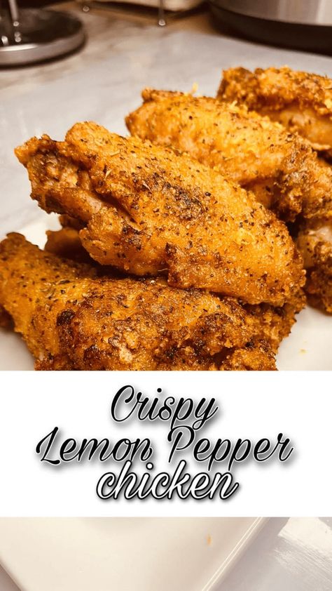 Crispy Baked Lemon Pepper Wings - Appetizers & Entrees Lemon Pepper Ranch Wings, Lemon Pepper Fried Chicken, Crispy Lemon Pepper Wings, Crispy Lemon Pepper Chicken, Fresh Chicken Wings, Wings Appetizers, Baked Lemon Pepper Wings, Lemon Pepper Chicken Wings Recipe, Chicken Wing Recipes Fried