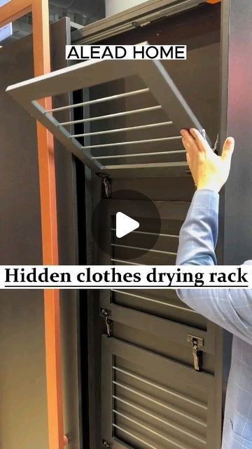 Alead Home Kitchen Cabinets & Closets on Instagram: "Hidden clothes drying rack.#kitchencabinets #kitchencabinet #kitchen #customkitchencabinets  #kitchencabinetfactory #chinakitchenfactory #fyp #foryou #viral" Hidden Clothes Drying Rack, Hidden Drying Rack, Hidden Laundry, China Kitchen, Drying Racks, Household Management, Bedroom Closet Design, Closet Cabinets, Clothes Drying