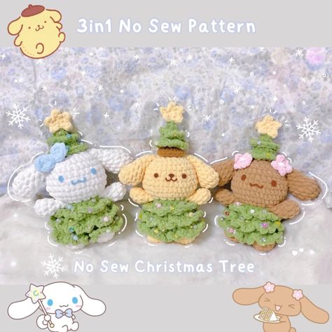 3in1 Cinnamoroll, Pompompurin & Mocha Christmas Tree [Digital PDF] - Monua Stuff's Ko-fi Shop - Ko-fi ❤️ Where creators get support from fans through donations, memberships, shop sales and more! The original 'Buy Me a Coffee' Page. Pompurin Crochet Pattern, Cinnamonroll Sanrio Crochet Pattern, Pom Pom Purin Crochet Pattern, Christmas Pompompurin, Crochet Pompompurin, Cinnamoroll And Mocha, Crochet Mocha Sanrio, Sanrio Keychain Crochet Pattern, Cinnamoroll Pompompurin