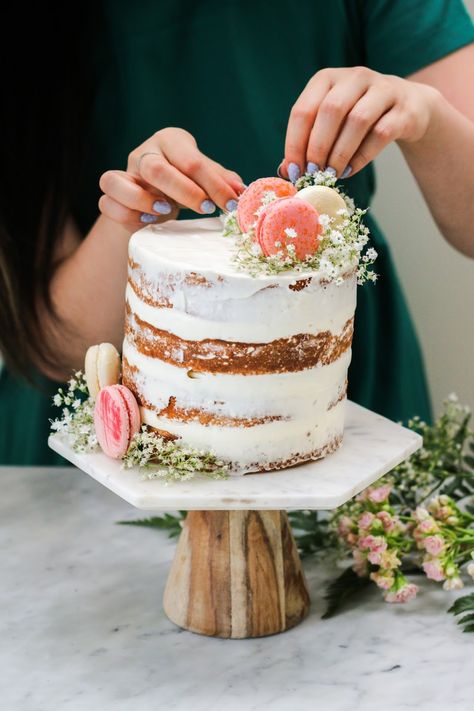 Brown Butter Peach Tea Cake with Honey Mascarpone | Constellation Inspiration Honey Mascarpone, Aesthetic Cake, Pear Cake, Peach Ice Tea, Berry Tart, Window Panes, Berry Cheesecake, Party Tables, Naked Cakes