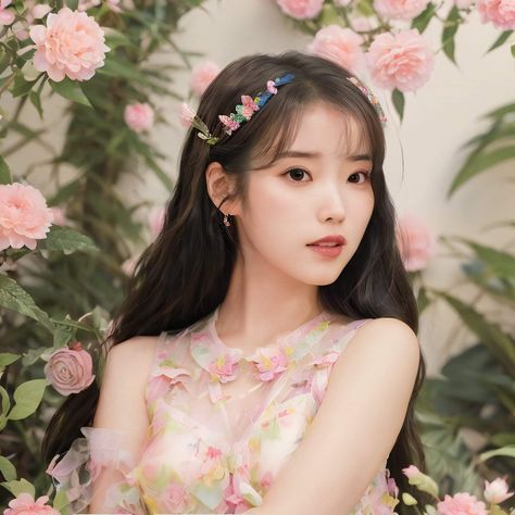 Iu Flower, Iu Icons, Middle School Hairstyles, Iu Gif, Iu Hair, Korean Picture, Iu Fashion, Clear Spring, Strawberry Moons