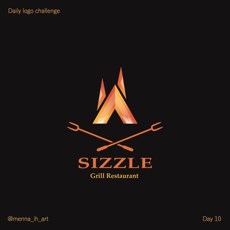 Flame Logo Design, Logo Challenge, Flame Logo, Grill Restaurant, Logo Restaurant, Graphic Design Logo, Art Day, Pizza, Logo Design