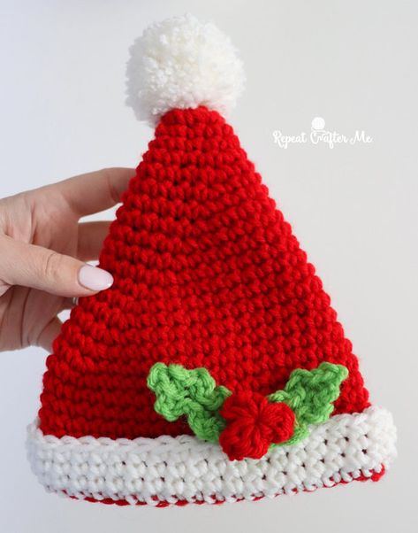 I whipped up a little Santa hat and it’s the perfect preemie size! This is the hat that goes on the new Santa Doll pattern from Yarnspirations.com. I love the little holly berries too! >>>> CLICK HERE FOR FREE PATTERN <<<< I am using Red Heart Super Saver yarn in colors Cherry Red, White, and … Crochet Santa Hat Free Pattern, Crochet Santa Hat, Red Heart Super Saver Yarn, Dolls Pattern, Penguin Pattern, Crochet Santa, Santa Doll, Easy Crochet Patterns Free, Crochet Hats Free Pattern