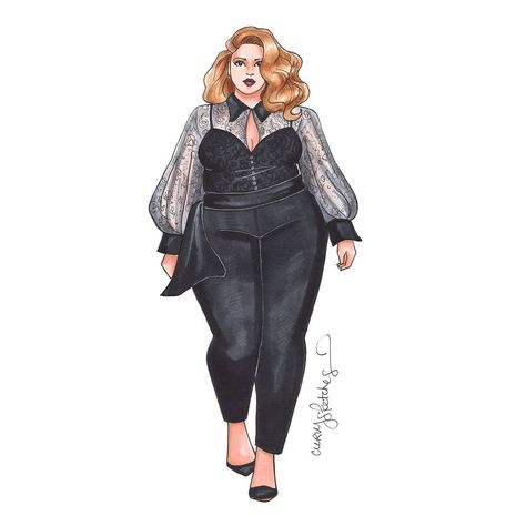 This is my interpretation of a @badgleymischka look for #nyfw2017 if it was worn by a plus size model. I LOVE this beautiful lacy top. 💕… Big Size Fashion, Rave Festival Outfits, Plus Size Art, Fashion Design Template, Big Women Fashion, Fashion Illustrations Techniques, Plus Size Fall Outfit, Fashion Clipart, Thanksgiving Outfits