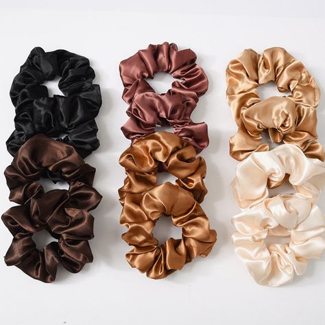 Silk Satin Neutral Hair Scrunchies, Earth Toned Silk Scrunchies, Golden Scrunchies , Silk Satin Scrunchie, Hair Ties, Neutral Scrunchies, Stocking Stuffer, Gift for her Included: ❤ 1 Scrunchie Product Details: ❤ Adds a classy and elegant touch to your ponytail, bun, or other updo hair styles. Great Stocking Stuffer. ❤ Outer Diameter: Approx. 4 inches (stretchable) ❤ Width: Approx. 1 inch ❤ Material: Silk Satin, Elastic Color: ❤ Black ❤ Dark Brown ❤ Reddish Brown ❤ Light Brown ❤ Blond ❤ Ivory Ple Hair Accessories Ponytail, Scrunchie Ponytail, Hair Frizz, Silk Hair, Elastic Hair Bands, Light Hair, Soft Hair, Ponytail Holders, Scrunchie Hairstyles