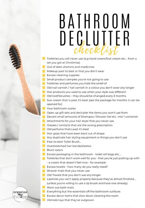 Bathroom Declutter, Declutter Bathroom, Things To Declutter, Declutter Checklist, Declutter Home, Declutter Challenge, Bathroom Printables, Clutter Free Home, Printable Checklist