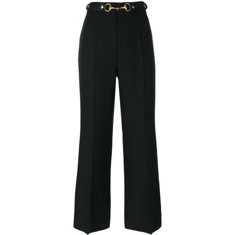 Gucci Horsebit cropped trousers (1,615 CAD) ❤ liked on Polyvore featuring pants, capris, black, high-waisted leather pants, high-waist trousers, high waisted trousers, cropped leather pants and high waisted flare pants Pants Png Polyvore, Luxury High-waist Black Dress Pants, Tailored Black Luxury Pants, Luxury Black High-waisted Jeans, Luxury High-waisted Black Leather Pants, High Waisted Cropped Pants, Gucci Pants, Gucci Denim, Denim Jogger Pants