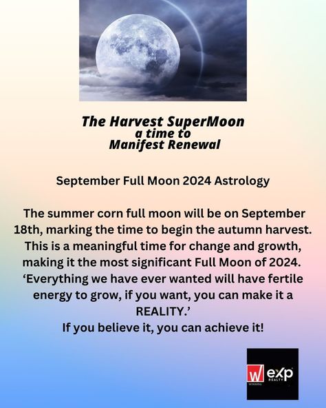 The Harvest Full Moon- 🌚Beginning August 18-'The Harvest Full Moon in Pisces is a wonderful time to focus on what we love and want to manifest in the upcoming season. We can get rid of old mindsets, beliefs, and emotions by moving towards a new, spiritual and emotional ideology.💯❤️😊 #harvestmoon #fullmoon #lasvegasrealestate #exprealty Harvest Full Moon, Super Full Moon, Full Moon In Pisces, Moon In Pisces, Time For Change, Super Moon, The Harvest, Urban Living, Wonderful Time