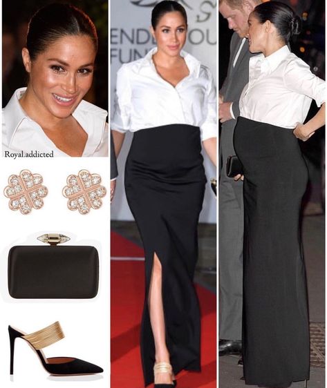 She slayed this look! Stunning! Givenchy Skirt, Meghan Markle Pregnant, Estilo Meghan Markle, The Dutchess, Meghan Markle Outfits, Givenchy Earrings, Duchess Meghan, Prins Harry, Kate And Meghan