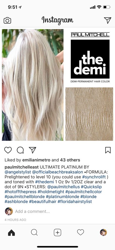 Paul Mitchell Demi Color Formulas, The Demi Paul Mitchell Formulas, Paul Mitchell Toner Formulas, Paul Mitchell Color Formulas, Hair Stylist Tips, Paul Mitchell Color, Blonde Toner, Hair Formula, Stylist Tips