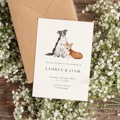 Hunting Wedding, Custom Wedding Stationery, Wedding Pets, Printing Wedding Invitations, Uk Products, Wedding Invitation Card, Wedding 2024, Watercolor Dog, Dog Wedding