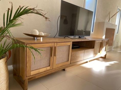 Rattan Tv Unit, Bali Kitchen, Interior Japandi, Residential Compound, Tv Stand Decor, Best Home Interior Design, Tv Unit Interior Design, Living Room Setup, Hall Interior Design