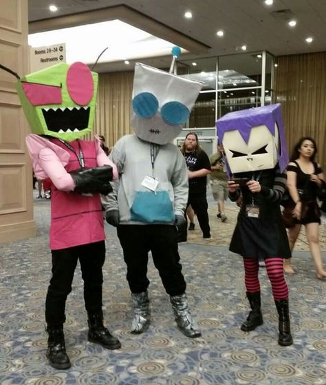 Zim, Gir, and Gaz (Invader Zim) Gaz Invader Zim, Gir From Invader Zim, Zim Gir, Group Cosplay, Comic Costume, Series Netflix, Halloween Clothes, She Made Me, Emo Kid