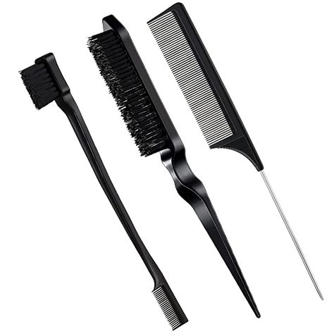 Slick Back Hair, Bristle Hair Brush, Teasing Brush, Teasing Comb, Boar Bristle Brush, Rat Tail Comb, Hair Brush Set, Back Combing, Edges Hair