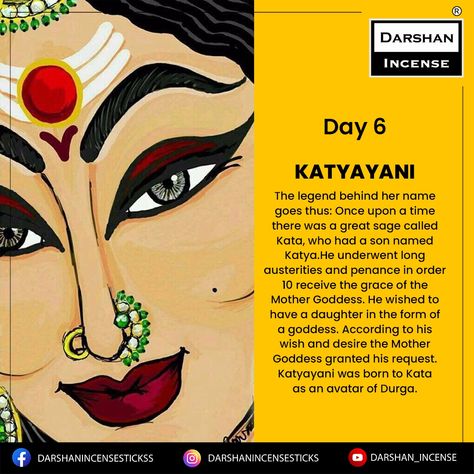 Devi Katyayani is the 6th form of Mother Durga, worshipped on the 6th day of Navratri. Mother Durga is born to Sage Katya as his serene and loving daughter, being impressed with his sincere worship for her. She is worshipped as the Warrior Goddess, being the fiercest form of Goddess Durga, she is referred to as Bhadrakali, Shakti, and Chandika too. Day 6 Of Navratri, Day 6 Navratri, Day 6 Navratri Goddess, Katyayani Devi Images, Navarathri Devi Images, Navratri Day 1 To 9 Goddess, Navratri Day 1 To 9, Navratri 6th Day, Devi Katyayani