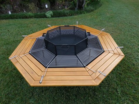 Emergency House, Octagon Table, Grill Table, Houses Ideas, Wood Basket, Small Stool, Imagine If, Diy Fire Pit, Backyard Playground