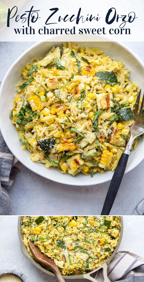 Orzo Zucchini Salad, Charred Zucchini, Zucchini Orzo, October Recipes, Pesto Zucchini, Veg Meals, Mediterranean Cooking, Charred Corn, Vegetarian Mains