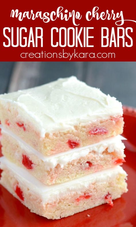 Cherry Almond Cookie Bars, Cherry Chews Recipe, Cherry Almond Dessert Recipes, Sugar Cookie Cherry Cheesecake, Cherry Chip Cookies Recipes, Maraschino Cherry Bread, Bar Cookies For Christmas, Marachino Cherries Dessert, Cookie Ideas For Christmas