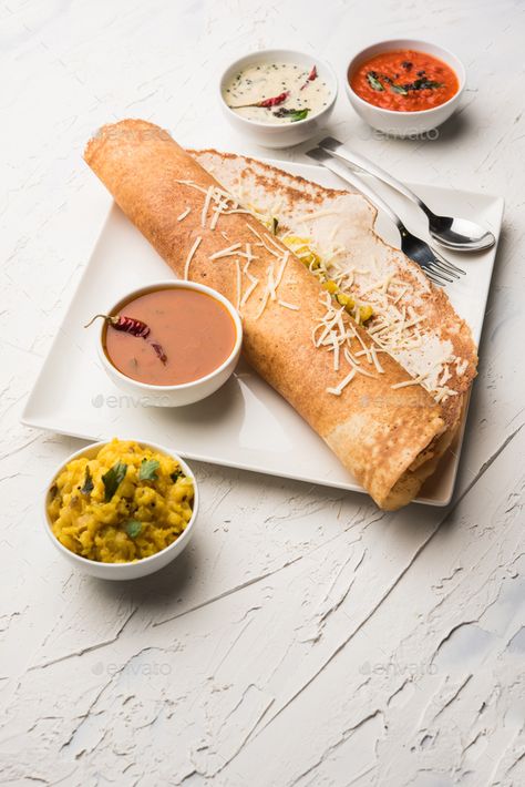 Nirvana Moodboard, Dosa Images, Masala Dosa Photography, South Indian Food Photography, Dosa Photography, Cheese Dosa, Food Moodboard, Aloo Sabzi, Plain Dosa