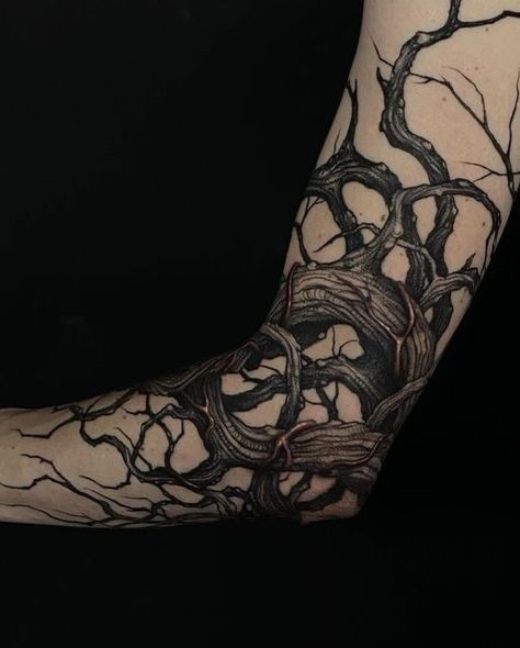 Creepy Floral Tattoo, Dark Leg Sleeve, Black Metal Tattoo, Dark Tattoo Ideas, Wheat Tattoo, Dark Feminine Tattoos, Stammestattoo Designs, Gotik Tattoo, Protection Sigils