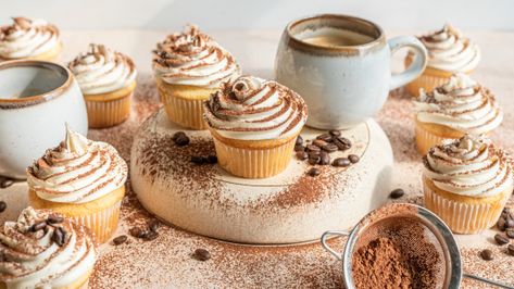 Tiramisu Cupcakes (Uses Cake Mix) | Food.com Tiramisu Cupcakes Box Cake, Cake Mix Italian Cream Cake, Italian Cream Cake Recipe, Cool Whip Frosting, Tiramisu Cupcakes, Cream Cheese Buttercream Frosting, Gourmet Bakery, Red Things, Italian Cream Cakes