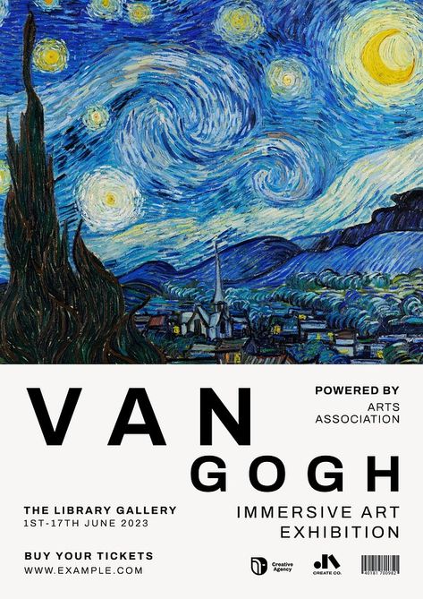 Van Gogh Starry Night collage | Premium Photo - rawpixel Van Gogh Artwork, Van Gogh Poster, Van Gogh Exhibition, Poster Template Free, Starry Night Van Gogh, Awesome Designs, Event Poster, Best Templates, Exhibition Poster