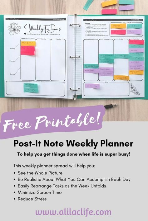 Post It Note Planner, Post It Planner, To Do List Post It, Daily Planner Covers, Bujo 2025, Blog Planner Printable, Homemaking Binder, Note Planner, Daily Planner Printables Free