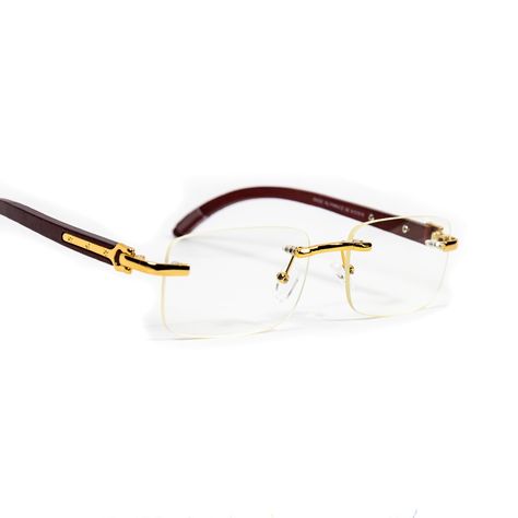 Mens Designer Clear Lens Gold Frame Wood Grain Retro Rectangular Luxury Square Glasses Lens Color: Clear Material: Metal/ Gold Plating Lens Width Size: 53mm Lens Length: 33mm Arm Length 145mm Hip Hop Glasses, Round Metal Glasses, Gold Rimmed Glasses, Black Eyeglasses Frames, Mens Glasses Fashion, Pretty Accessories, Gold Glasses, Mens Glasses Frames, Rimless Glasses