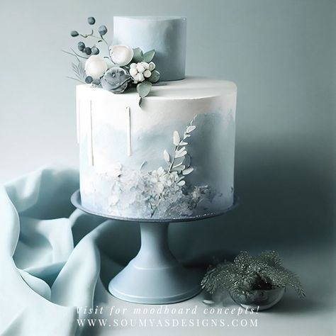 Winter Wedding Cake | Image Credit: Rendered through AI, based on my specific instructions, and then edited by me. | Copyright © Soumya’s Invitations | Check out the FULL COLLECTION for this theme! Visit www.soumyasdesigns.com #dustybluewedding #winterwedding #rusticwedding #rusticwinterwedding #winterforestwedding #winterwonderlandparty Blue Wedding Theme Winter, Rustic Winter Wonderland Wedding, Wedding Slate Blue, Wedding Theme Winter, Dusty Blue Wedding Theme, Rustic Winter Wonderland, Blue Wedding Theme, Slate Blue Wedding, Wedding Cake Images