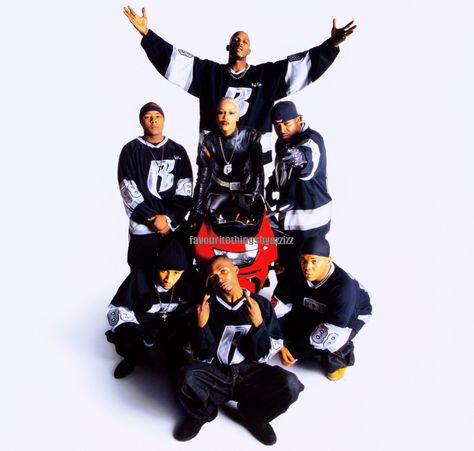 Ruff Ryders members: Drag-On, Eve, Swizz Beatz, The LOX (Sheek Louch, Jadakiss, Styles P), DMX photographed by Kevin Knight, 2000 90s Rapers Wallpaper, Eve Ruff Ryders, Ruff Ryders, Nas Rapper 90s Wallpaper, 90s Rap Photography, 90s Underground Hip Hop, Dmx Ruff Ryders, 90s Wallpaper, 90s 2000s Fashion